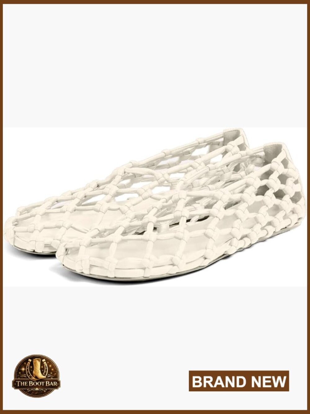 Leather Mesh Ballet Flats Slip On Sandals Breathable Hollow Woven Design